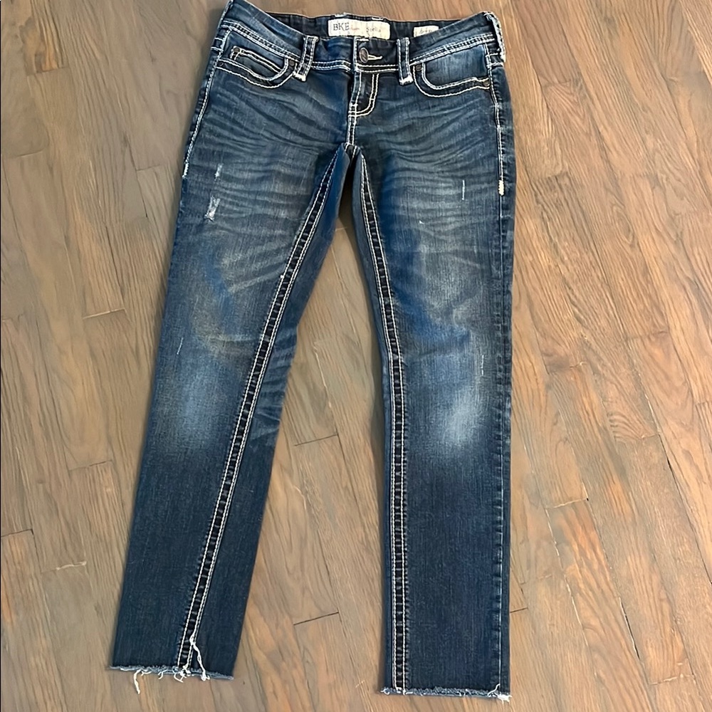 BKE Women's Straight Leg Jeans in Dark Wash Blue